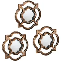 Relaxdays spiegel set van 3 - vintage - rond - Ø 25,5 x 25,5 cm - woonkamer - goud-zwart