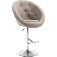 CLP London V2 barkruk, bekleed met stof, draaibaar en in hoogte verstelbaar | Kleur: taupe, frame: chroom