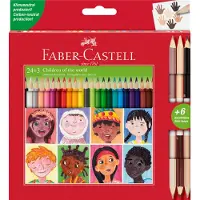 Faber-Castell Leer Set Van 24 Kleurpotloden + 3 Tweekleurige Potloden Met 6 Tinten