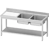 Stalgast Spoelbak ECO met afmetingen 1400x600 - 2 spoelbakken aan de rechterkant - AK