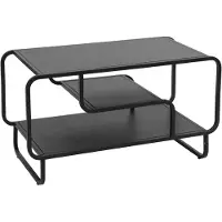 MCW Salontafel -O49, salontafel, industrieel, 3 legplanken, metaal, 45x80x40 cm ~ zwart