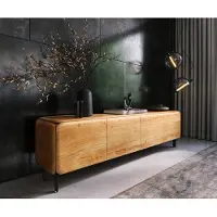DELIFE TV-meubel Shavani 200 cm acacia natuur 4 deuren L-poot metaal zwart