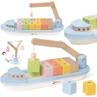 Classic World Houten Blokkenboot - Speelgoedvoertuig