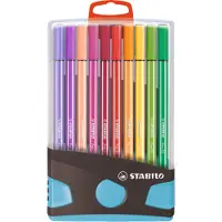 Stabilo Pen 68 - Viltstiften - 20 kleuren - Antraciet/Lichtblauw