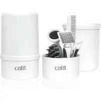 Catit verzorgingsset korthaar wit - nylon en metalen slickerborstel - 14 x 14 x 24 cm