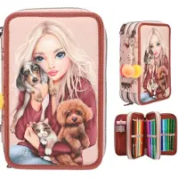TOPModel - Triple Pencil Case FUR EVER FRIENDS - Powdery Pink and Copper