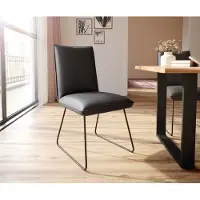 DELIFE Eetkamerstoel Lelio-Flex echt leer zwart slipframe zwart pocketveer kern
