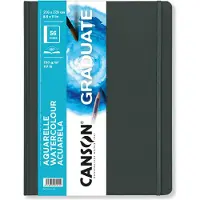 Canson GRADUATE aquarelschetsboek, 216 x 279 mm zwart, 28 vel, fijnkorrelig papier 250 g/m², Hard (216 x 279 mm)