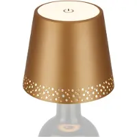Briloner Flaska - LED Tafellamp oplaadbaar - fles top lamp - dimbaar met touch - voor binnen en buiten - draadloos - goud - Ø11x9 cm