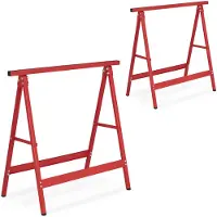 Relaxdays inklapbare schraag - set van 2 - 75 x 78 x 40 cm - tot 100 kg - staal - rood