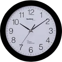 Technoline WT 8000 BLACK - Wandklok - Analoog - Rond - Kunststof Raam - Radiogestuurde tijdsaanduiding - Zwart