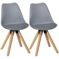 Wohnling Set van 2 retro eetkamerstoelen LIMA, grijs | Beklede stoelen