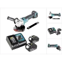 Makita DGA 506 RG Akku Winkelschleifer 18 V 125 mm Brushless + 2x Akku 6,0 Ah + Ladegerät
