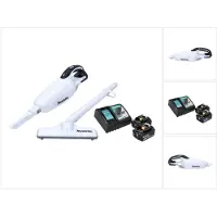 Makita DCL 181 FRGW accu stofzuiger 18 V wit + 2x accu 6.0 Ah + lader