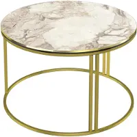 En.casa Salontafel Aulum rond 50x70 cm marmer wit en goudkleurig