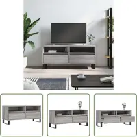 The Living Store TV-meubel - Grijs Sonoma Eiken - 100 x 34.5 x 44.5 cm - Veel opbergruimte