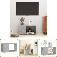 The Living Store TV-kast - Klassiek ontwerp - Hoogwaardig spaanplaat - 60 x 24 x 32 cm - Betongrijs