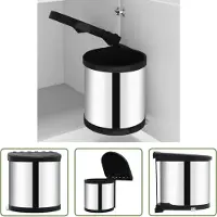 The Living Store Inbouw Vuilnisbak - Keuken Afvalbak - Keukenvuilnisbak inbouw 8 L roestvrij staal - Roestvrij Staal Vuilnisbak - Kleine Vuilnisbak - Compacte Vuilnisbak