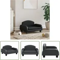 The Living Store Hondenbank Kunstleer Zwart - 50 x 40 x 30 cm - Comfortabel en duurzaam