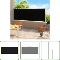 The Living Store Buitenschildering - Tuin Schermen - Tuinscherm uittrekbaar 200x500 cm zwart - Privacy Screen - Zonnewering - Terrasscherm