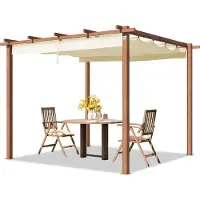 PRIMEYARD Pergola 3x3 m, schaduwdoek, crème
