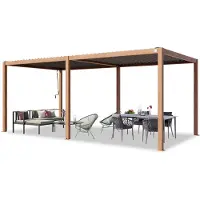 PRIMEYARD Pergola 3x6 m, lamellendak, laklaag met houtoptiek