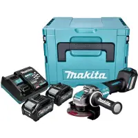 Makita GA 044 GM201 Accu haakse slijper 40 V max. 125 mm X-LOCK Brushless + 2x accu 4.0 Ah + lader + Makpac