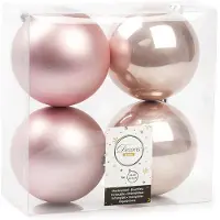 Décoris Kerstballen set | | Ø 10 cm | 4 stuks (Roze)
