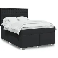 vidaXL Boxspring met matras kunstleer zwart 160x200 cm