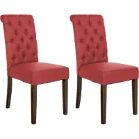 CLP Lisburn Set van 2 eetkamerstoelen - Zonder armleuning - rood Stof