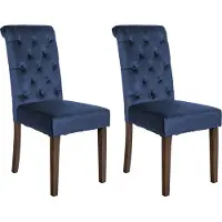 CLP Lisburn Set van 2 eetkamerstoelen - Zonder armleuning - blauw Fluweel