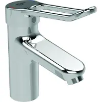 Ideal standard Ceraplus 2 1-gats wastafelkraan m. vaste zelflegende uitloop m. beugelgreep 14cm chroom