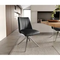 DELIFE Eetkamerstoel Elso-Flex kruisframe breed roestvrij staal echt leer zwart 360° draaibaar pocketveer kern