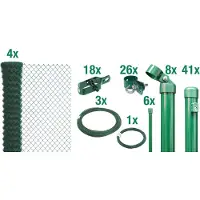 Alberts 635183 gaashek als complete hekwerkset, voor inbetonneren, groen, hoogte 80 cm, lengte 100 m