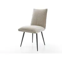 DELIFE Eetkamerstoel Lelio-Flex geweven stof beige 4-poot conisch zwart pocketveer kern