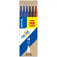 Pilot Pen Set van 6 - Vulling FriXion Ball 0.7 - Zwart, Blauw, Rood - Medium penpunt