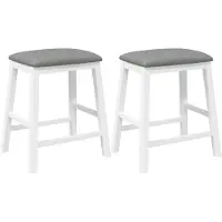vidaXL Barstoelen met kussens 2 st massief hout rubber wit