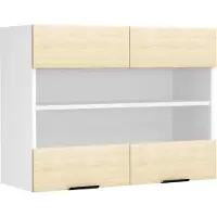 Hioshop Fasola keuken bovenkastje 80 cm 2 glazen deuren eik decor, wit.