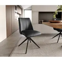 DELIFE Draaistoel Elso-Flex echt leer zwart kruisframe breed zwart 360° draaibaar pocketveer kern