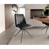 DELIFE Draaistoel Elso-Flex echt leer zwart kruisframe conisch zwart 180° draaibaar pocketveer kern