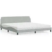 vidaXL Bed met matras "Dover" fluweel lichtgrijs 200x200 cm
