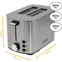 TZS First Austria Broodrooster - Toaster - 7 Warmteniveaus - 2 Sneetjes - 850W - RVS