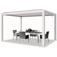 PRIMEYARD Pergola 3x4 m, lamellendak, wit