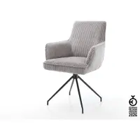 DELIFE Draaistoel Heira-Flex met armleuning koord zilver grijs kruisframe conisch zwart 180° draaibaar pocketveer kern