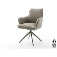 DELIFE Draaistoel Heira-Flex met armleuning echt leer mud kruisframe breed afwerking met titanium 360° draaibaar pocketveer kern