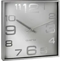 Alco Wandklok, vierkant, zilverkleurig, wijzerplaat wit, exclusief batterij, (breedte/diepte/hoogte) 28,3/4,1/28,3 cm