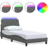 vidaXL Bedframe met LED zonder matras 90x190 cm stof donkergrijs
