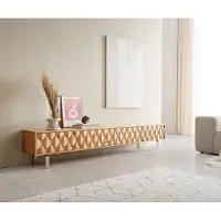 DELIFE Tv-meubel Fevo 220 cm eiken natuur 4 laden L-onderstel rvs