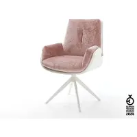DELIFE Draaistoel Clea-Flex materiaalmix echt leer wit-rosé kruisframe breed wit 360° draaibaar rocker-functie