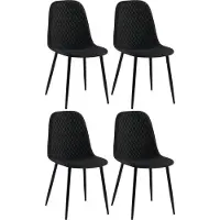 CLP Set van 4 stoelen Giverny met sierstiksels, kleur zwart. Materiaal: stof